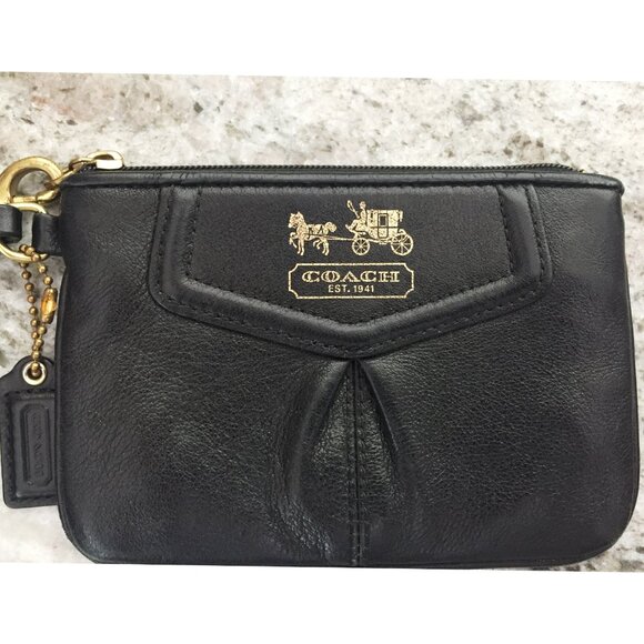 Coach Small Black Smooth Leather Wristlet Wallet - Picture 4 of 6